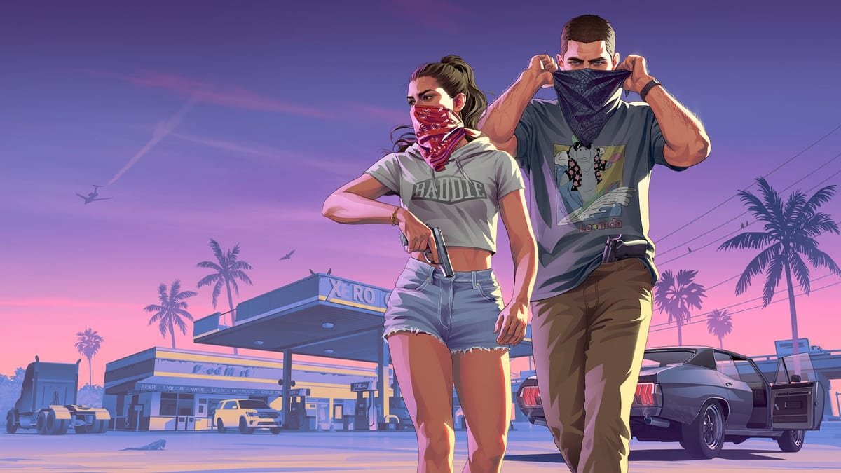 Jason e Lucia durante um assalto, em cena de GTA 6